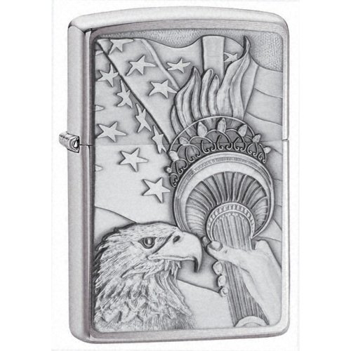 Zippo Lightrer Something Patriotic Emblem, Brushed Chrome image