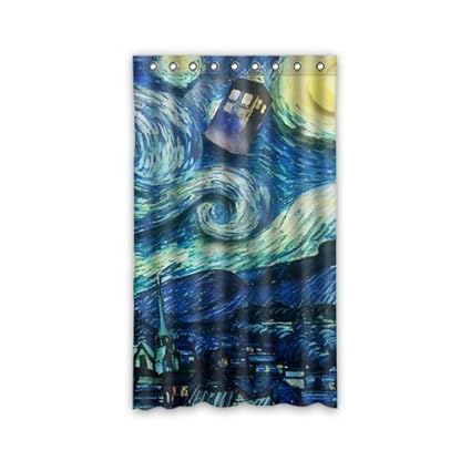 Custom Tardis Doctor Who Starry Night Window Curtains Drape Panels