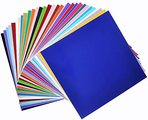 HUAXING DECO Permanent Self Adhesive Backed Vinyl Sheets - 12โ X 12โ - 40 Assorted Matt Colors for Cricut, Silhouette Cameo & Crafting Machines