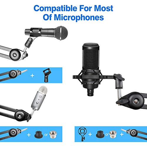 HAUEA Large Microphone Arm Stand(18.9”), Adjustable Suspension Boom