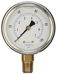 NUEVO relleno de acero inoxidable Líquido Pressure Gauge WOG Agua Petróleo Gas 0 a 100 PSI Lower Mount 0 100 PSI 1 4" NPT dial de 2.5" Face para Compresor hidráulico tanque de aire