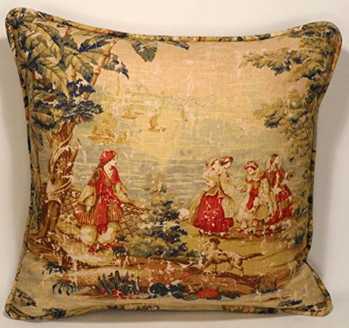 Amazon Com A Set Of 2 22 French Country Toile Bosporus Brick Tan