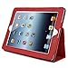 Bear Motion (TM) 100% Genuine Leather Case for iPad2 / iPad 3 (the new iPad) / iPad 4 with built-in Stand - Support auto sleep/awake function (Red)