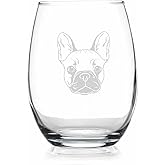 YmeerGifts French Bulldog Face - French Bulldog Wine Glass - Stemless Wine Glass - Cute French Bulldog Gifts For Dog Lovers With French Bulldog - Dog Wine Glass - French Bulldog Gift - Dog Gift