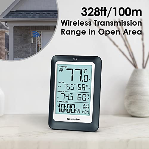Newentor Indoor Outdoor Thermometer Wireless, Weather Station with