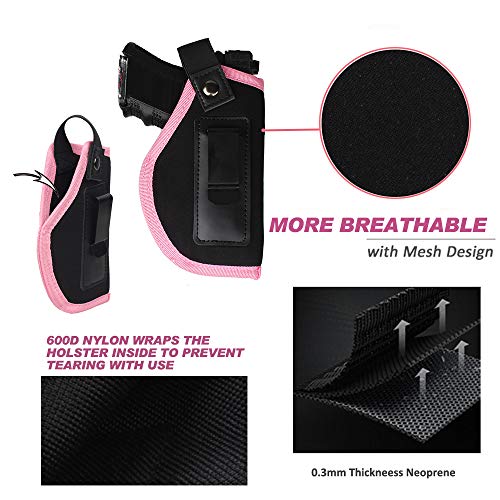 Kosibate TM IWB Holster for Women Gun IWB Concealed Carry fits Glock 17 19 26 27 29 30 33 42 43 Springfield XD XDS Taurus PT111 Ruger LC9 & All Similar Handguns (Pink, Right Hand)