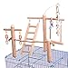 QBLEEV Bird Cage Stand Play Gym, Green Cheek Conure Perch Playground, Wood Parrot Climbing Ladder Chewing Chain Swing for Lovebirds Budgies Finches Parakeets, Small Animals Activity Centerthumb 2