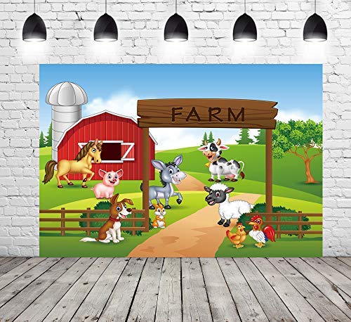 Farm Theme Photography Backdrop Red Barn Animals Barnyard House Kids Birthday Background Photo Studio New Photocall Baby Shower Newborn Photography XT-6525