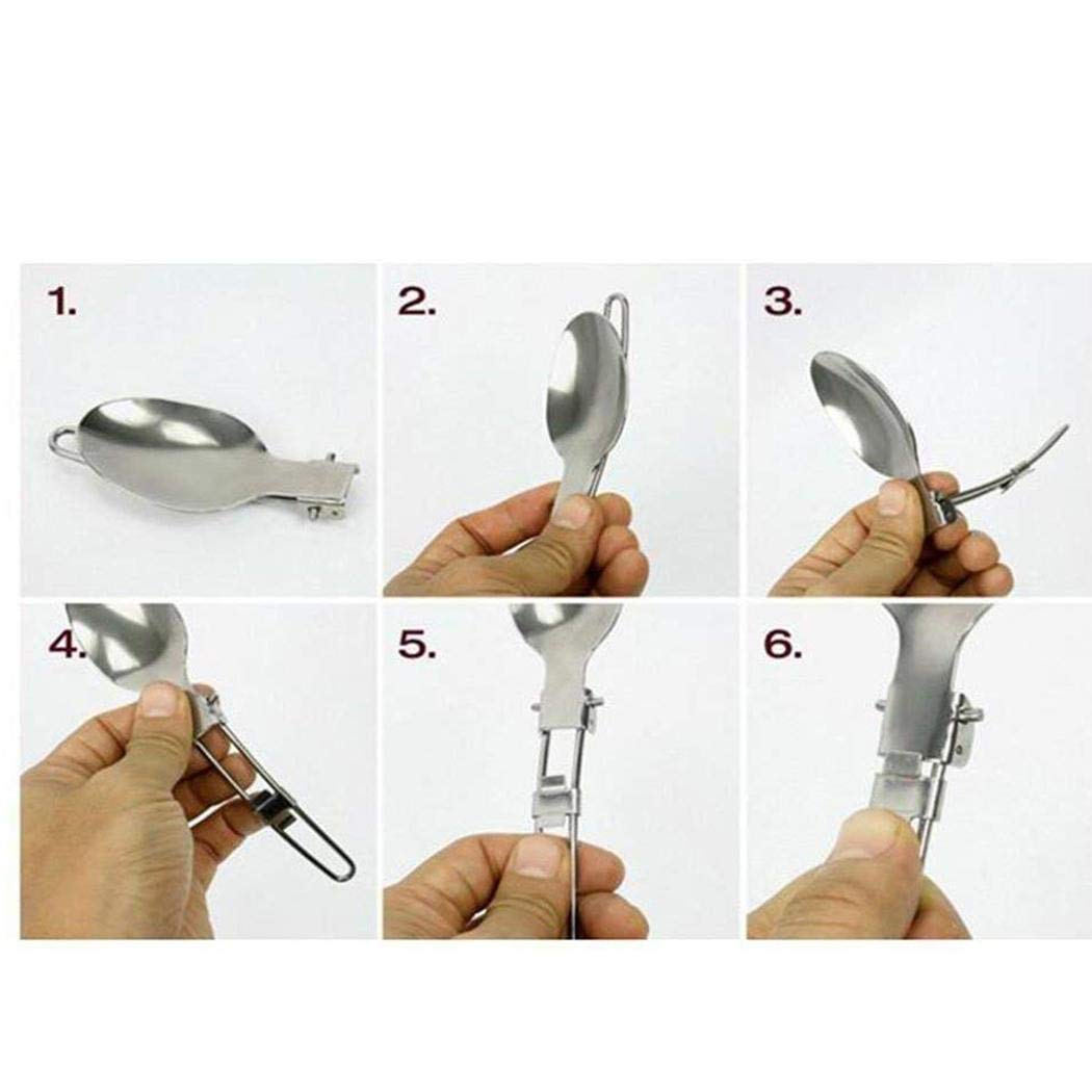 linselles Set di Posate da tavola da tavola Pieghevole in Acciaio Inossidabile con Cucchiaio forchetta Set di Posate Miste