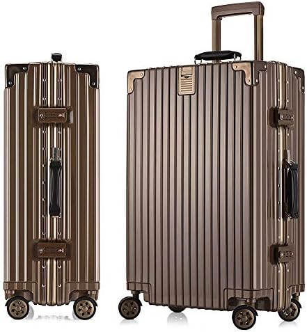 HLXB Travel Suitcase Aluminum Frame, Women Vintage Hardside Zipperless Spinner Trolley Luggage,Tsa Safety Lock
