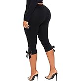 TZLDN Capri Leggings for Women Dressy Bow Tie 3/4 Knee Length Cropped Casual Pants Sexy Skinny Going Out Bottoms