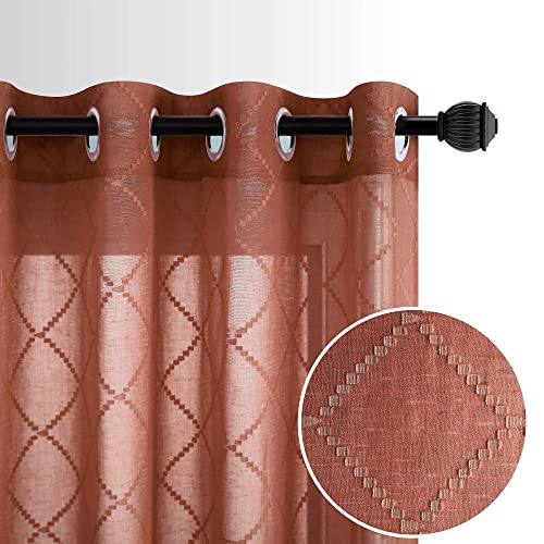 Terracotta Window Curtain Panels 84 Inches Long for Bedroom Set of 2