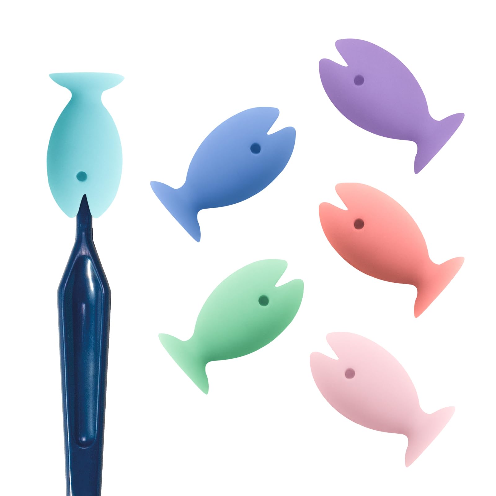 Andiker Toothbrush Head Covers, 6Pcs Cute Fish-Shaped Silicone Travel Toothbrush Head Cover, Fresh Macarone Color Portable Toothbrush Brush Caps for Business Trip, Toothbrush Storage (6)