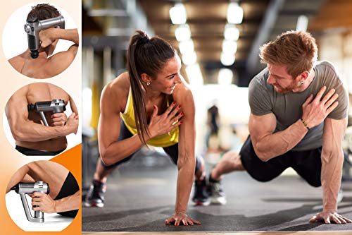 Premium TNK Muscle Massage Gun Deep Tissue Therapy,Electric Handheld Neck and Back Massager, Percussion Massage Gun for Men and Women Pain Relief and Body Recovery 20 Speed Quiet and Strong(Silver,R8)