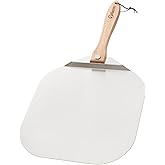 Chef Pomodoro Aluminum Metal Pizza Peel with Foldable Wood Handle for Easy Storage 16 x 14 Inch, Gourmet Luxury Pizza Paddle 