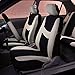 FH Group Automotive Car Seat Covers Breezy Flat Foam Padding Cloth Full Set Beige Seat Covers, Airbag and Split Rear Universal Fit Interior Accessories for Cars Trucks and SUV with Car Accessories