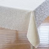 Turkish Ivory Rectangle Easter Tablecloth Polyester Table Cover - Stain Resistant Wrinkle Free Non-Iron Dust-Proof - Table Linen for Wedding Christmas New Year Dinner Gift (Ivory, Rectangle 60