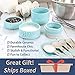 Mason Jar Kitchen Utensil Set - Includes Measuring Cups + Spoon Rest + Measuring Spoons (Blue)