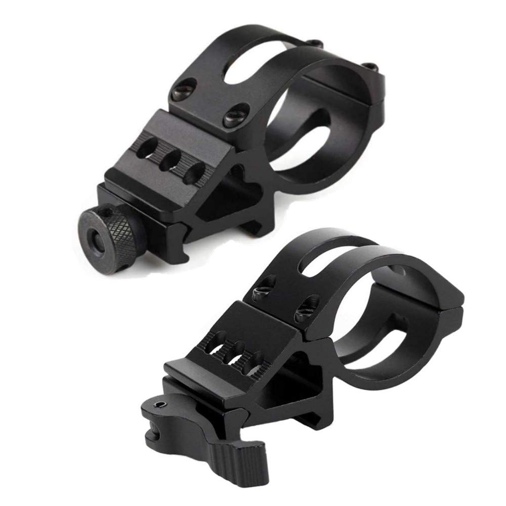 LUXJUMPER 2 Pack 25mm Tactical Torch Offset Mount, 45 Degree Quick Release Picatinny Rail Mount for 20mm Flashlight Torch Scope Picatinny Rail