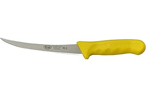 Winco 6" Commercial-Grade German Steel Boning Knife, Curved, Yellow