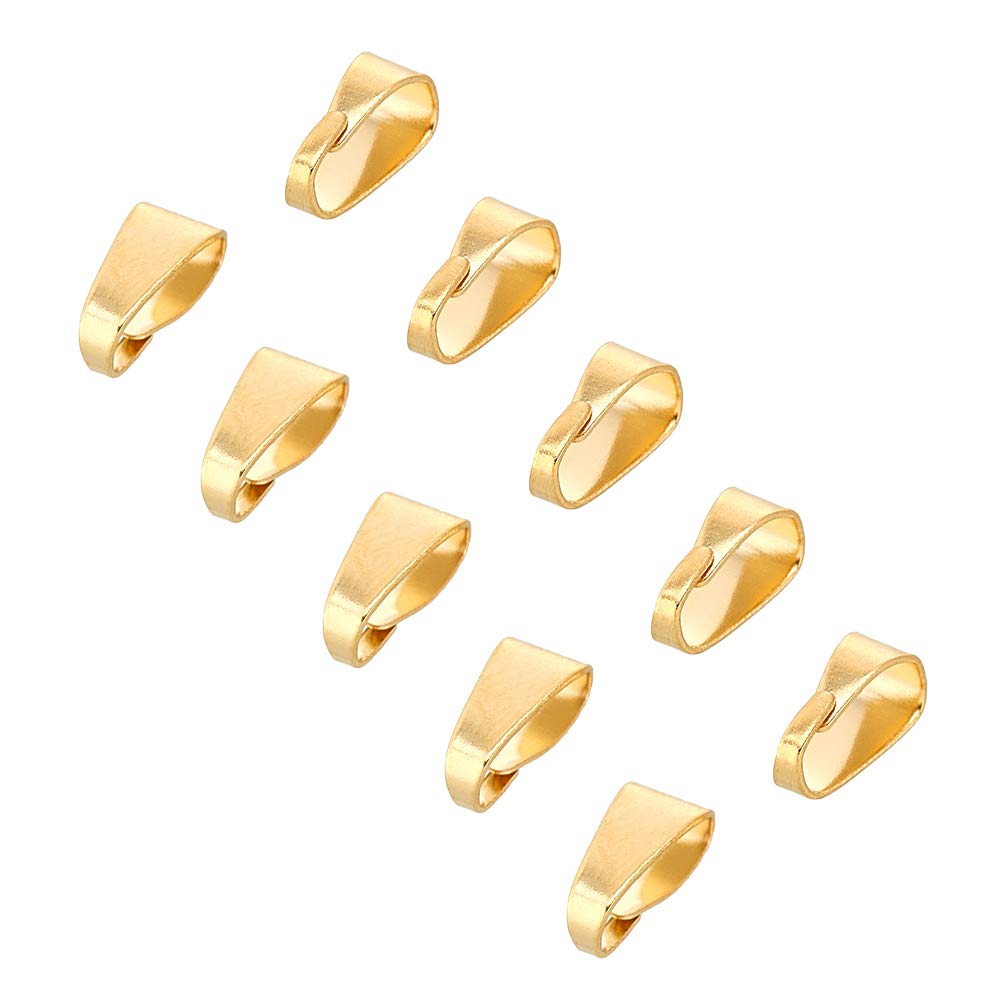 UNICRAFTALE 80pcs Golden Snap on Bails Stainless Steel Pinch Bails Pendant Bails Connectors Hook Pendant Clasps for DIY Dangle Charms Neckalce Jewelry DIY Craft Making 7x3.5x3.2mm, Hole 6x3mm