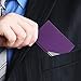 2 PCS Business Name Card Cases, Stainless Steel & PU Leather Card Holder, SENHAI Square Metal ID Wallets for Men & Women, with Magnet Shut - Black & Purple