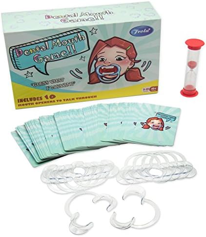 Frola Dental Mouth Game ( Family Edition ) - 10 BPA-Free Mouthpieces, 400 Lip-Twisting Phrases, 54 Blank Cards ,The Hilarious Mouthpiece Game