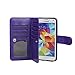 Case for Samsung S5,xhorizon TM FLK Premium Leather Folio Wallet Magnetic Wristlet Soft Flip Multiple Card Slots Case for Samsung Galaxy S5 i9600(Purple)