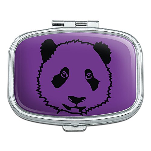 Panda Bear Face on Purple Rectangle Pill Case Trinket Gift Box