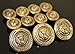 11 Pieces Set of Shank Style Fashion Buttons for Single Breasted Blazers, Sport Coats, Jackets & UniformsTIQUE Gold Finished ~Crowned Eagle Crest~ Metal B