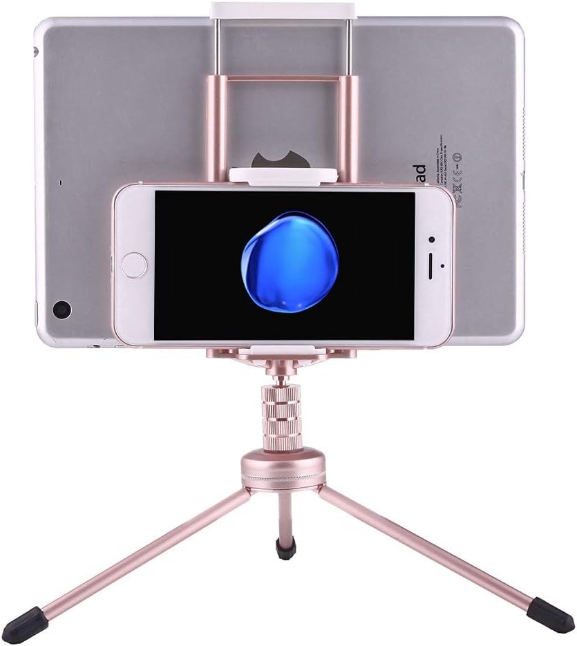 KANEED Multi-Function Aluminum Alloy Tripod Mount Holder Stand, for iPad, iPhone, Samsung, Lenovo, Sony and Other Smartphones & Tablets & Digital Cameras(Black) (Color : Rose Gold)