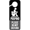 Pooping Please Do Not Disturb Sign Funny Bathroom Occupied Door Hanger Sign - 3.5" x 9.5" Plastic
