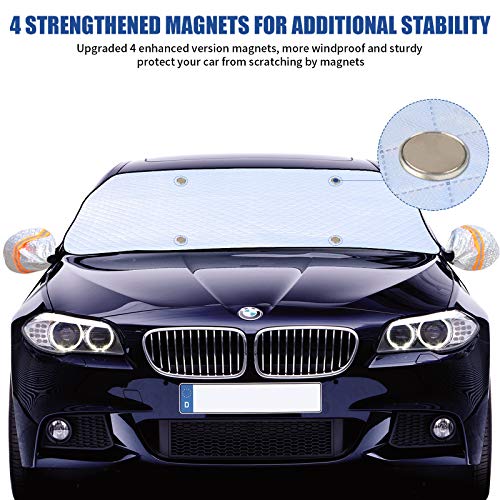 GLANDU [2020 Upgraded] Windshield Snow Cover Car Window Cover Ice and Snow Cover for Car with 4 Strong Magnets Edge & 4 Layer Material Protection, Large Size Suitable for Most Cars and SUV