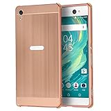 Sony Xperia XA Ultra Case, Ranyi [Brushed Metal Series] Luxury Aluminum Metal Bumper Frame Detachable + Smooth Brushed Hard Back Cover [Slim & Thin] Case for Sony Xperia C6 (rose gold)