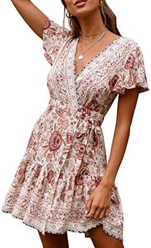 free people boheme mini dress Free People Dress Boheme Mini Boho Cottage Floral Ruffle Neutral Renaissance 12