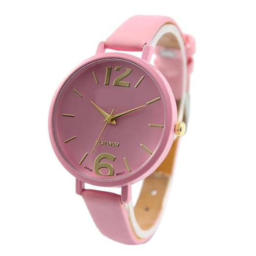 CLOUDWOOD Geneva Faux Leather Strap Analogue Quartz Movement Wrist Watch for Girl's & Women-Multicolor-W03