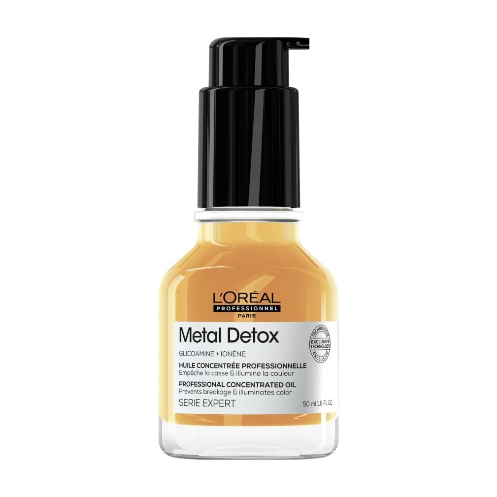 L’Oréal Professionnel Metal Detox Concentrated Hair Oil 50ml, prevent breakage & colour fade from hard water, For Shiny Hair, Heat Protection & Anti-humidity & Anti- Frizz