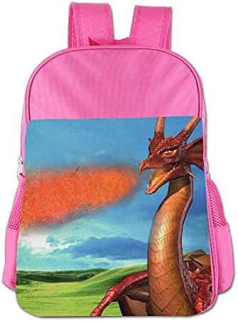 Gibberkid Kids Dragon Fire School Lunch Bag Bookbag Boys/Girls For 4-15 Years Old Pink