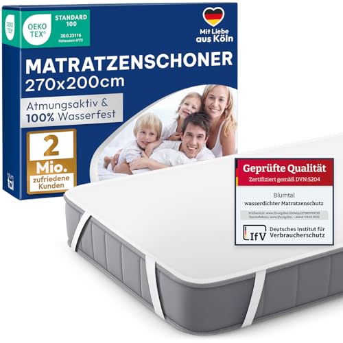 Blumtal Matratzenschoner 270x200cm 2er Set - wasserdichte Matratzenauflage 270x200cm aus 80% Baumwolle - Oeko-TEX zert. Inkontinenzunterlage waschbar