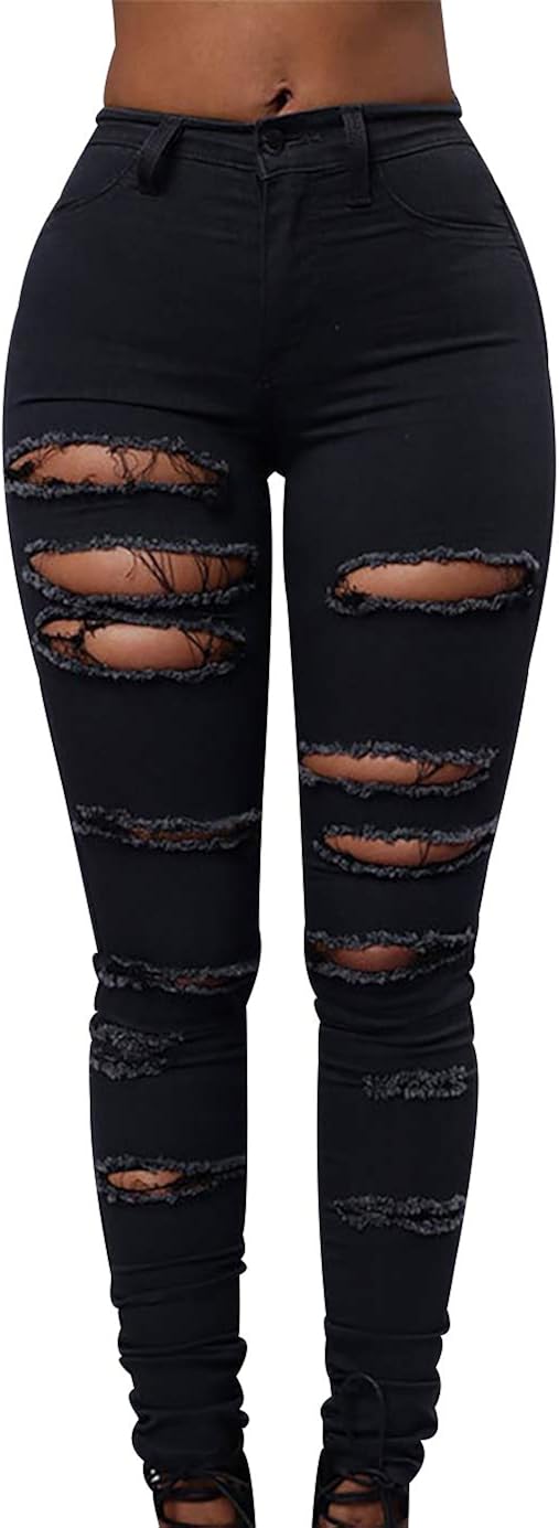 High Waist Ripped Jeans Damen Jeanshosen Damen Löcher Skinny Jeans Hose Damen Zerrissene