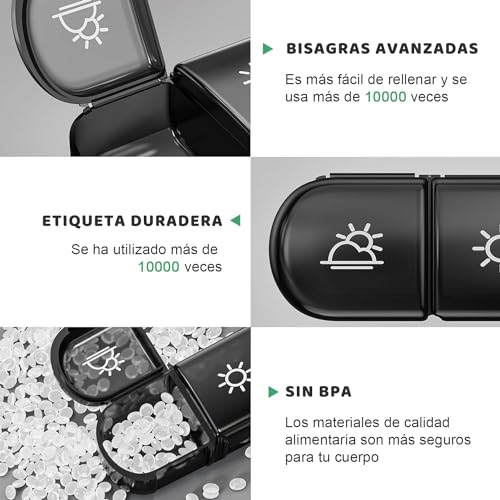 MXCOCO Organizador de Pastilla Español, Pastillero con Capacidad Grande para 7 Días y Porciones para Mañana Mediodía y Noche, Pastillero Semanal con 21 Rejillas y Caja Organizada Portátil para Viaje