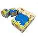 Rolimate Educational Preschool Wooden Cube Block Travel Jigsaw Puzzles - Hedgehog Elephant Tiger Deer Monkey Zebra, Birthday Toy for Age 3 4 5 Years Old and Up Toddlers Kids Baby Children Boys Girls