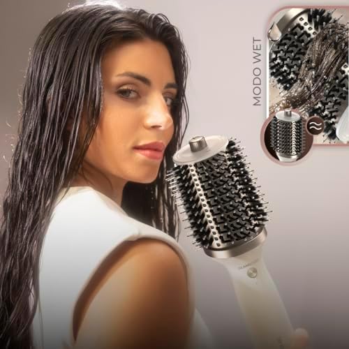 Spazzola per Capelli Air DryBold Elite con Piastra Riscaldante. 1200W, 3 Modalità: asciuga, modella e liscia, Tecnologia Ionica, Rivestimento in Ceramica, Funzione Aria Fredda, Punta Fredda
