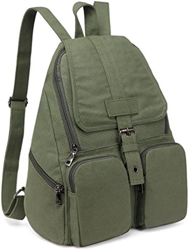 Canvas College School Cute Backpack for Teen Boys Girls Women Ladies Lightweight Large Backpack Bag Bookbag (Dark Green)