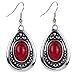 YAZILIND Vintage Tibetan Silver Red Oval Turquoise Dangle Drop Hook Earrings Women Gift