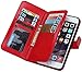 for iPhone 6/6s Wallet Case,Valentoria® Leather Wallet Case Magnetic Detachable Slim Back Cover Card Holder Slot Wrist Strap (iPhone 6/6s, Red)