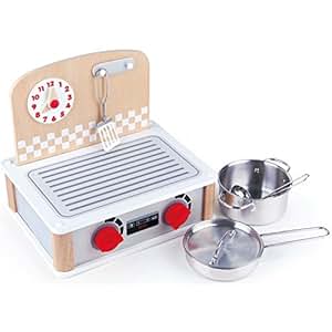 Amazon.com: Hape 2 in1 cocina y juego de parrilla Play ...