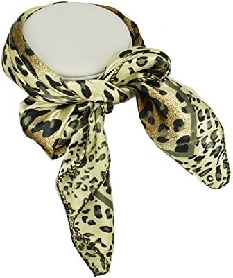 Herrico Womens Fashion Wild Leopard Print Silk Handkerchief Neck Square Small Scarf