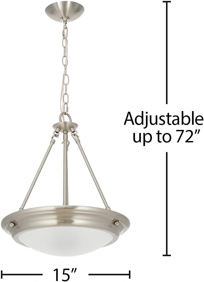  Brand – Ravenna Home Classic Integrated LED Pendant Light, Bulbs Included, Adjustable 18-72"H, Brushed Nickel - - 