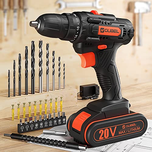 Drill Set, OUBEL 20V Cordless Drill, Power Drill Cordless with Battery and Charger, 3/8